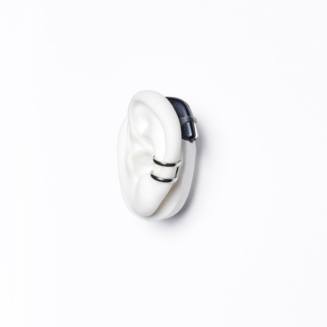 Dobbel ring i sølv - pynt til høreapparat